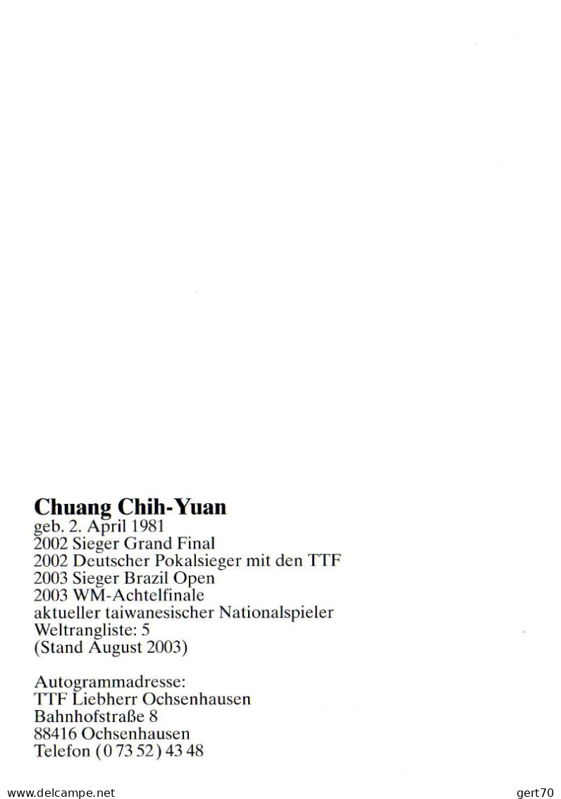 Taiwan 2003, Chuang Chih-Yuan - Tennis De Table