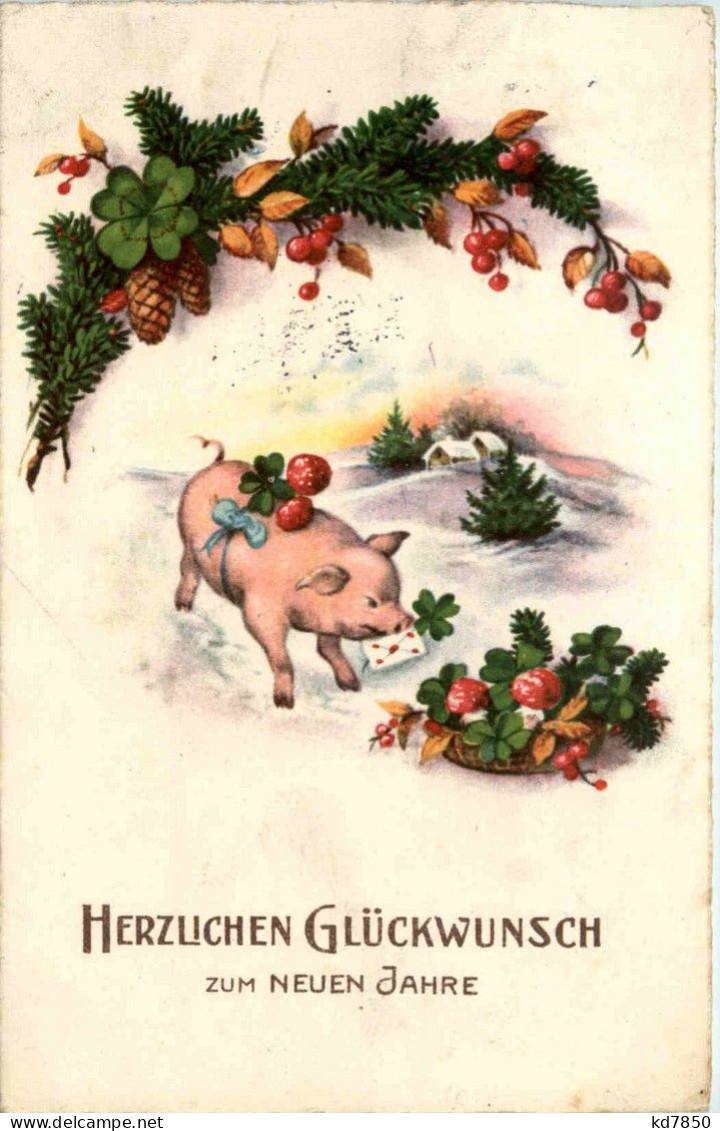 Herzlichen Glückwunsch Zum Neuen Jahre - Schwein Pig - Neujahr