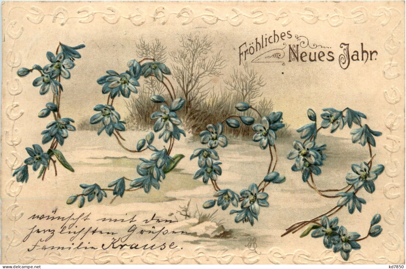Gröhliches Neues Jahr 1909 Jahreszahl - Prägekarte - New Year