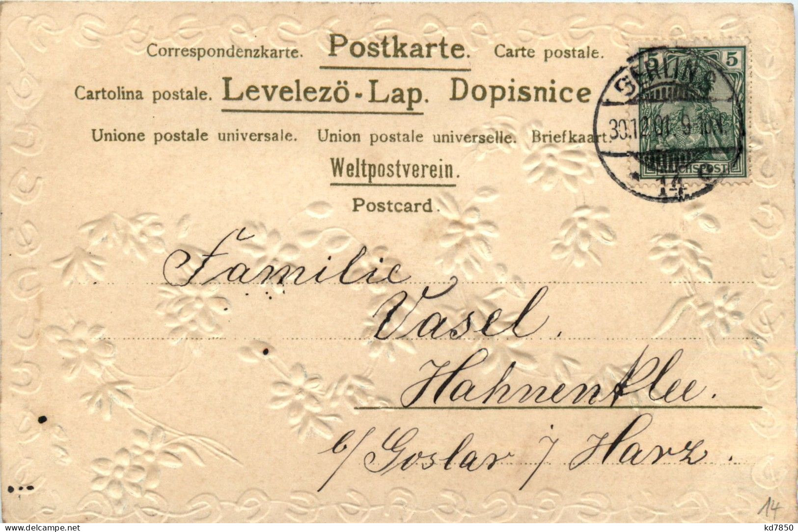 Gröhliches Neues Jahr 1909 Jahreszahl - Prägekarte - Nouvel An