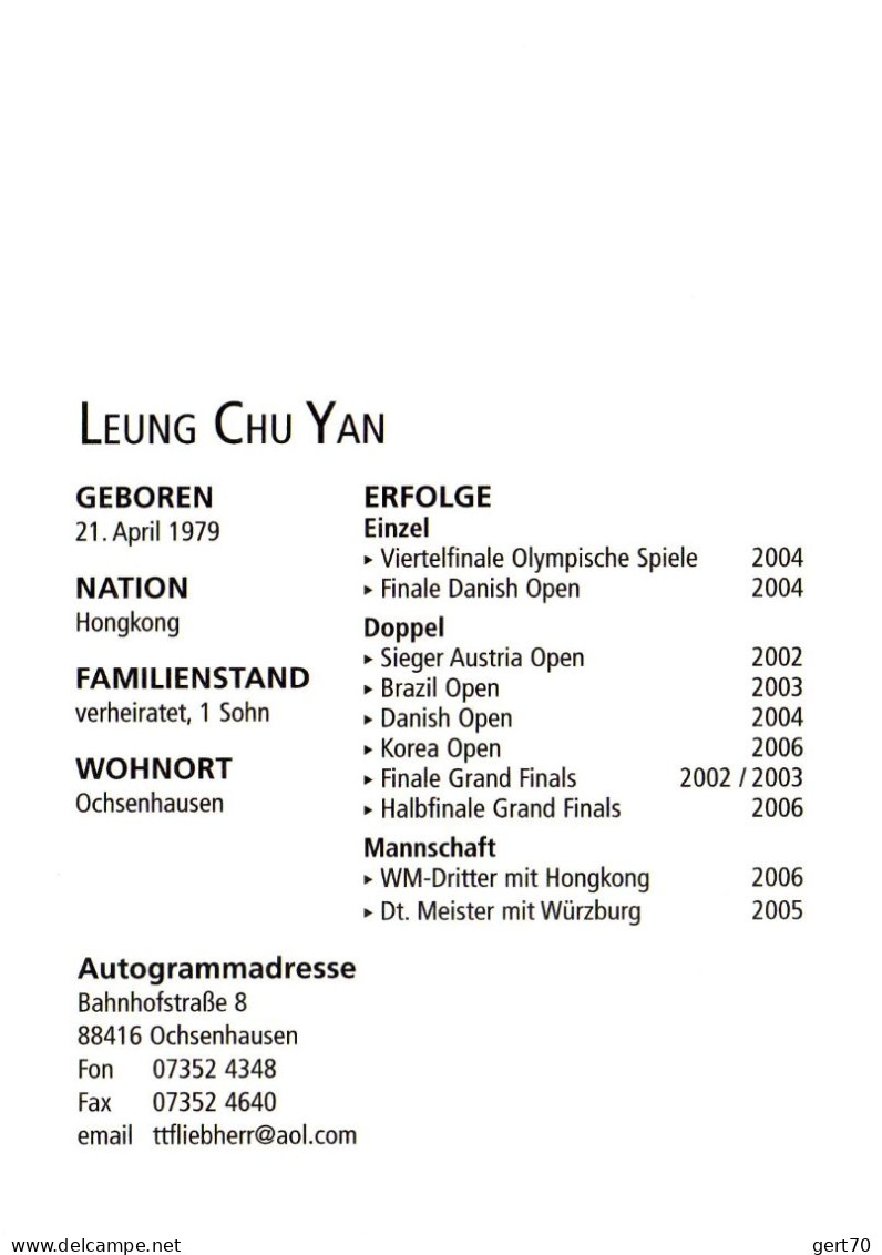 Hongkong 2006, Leung Chu-Yan - Tennis De Table