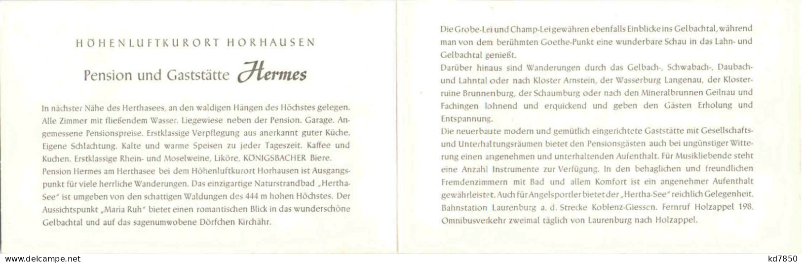 Horhausen - Gaststätte Hermes - Klappkarte - Holzappel - Autres & Non Classés