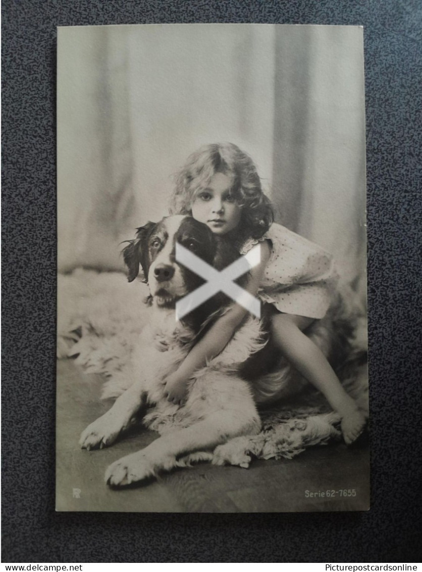 LITTLE GIRL SAT ON SAINT BERNARD OLD R/P POSTCARD 1904 DOGS DOG - Chiens