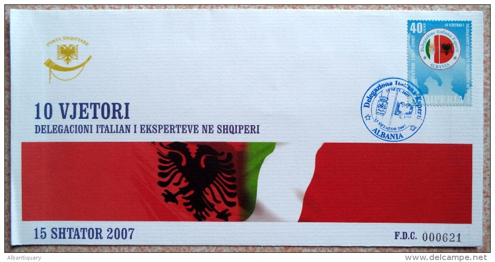 Albania Stamps 2007. 10th Year Day Of Italian Experts Delegation. FDC Set MNH - Albania