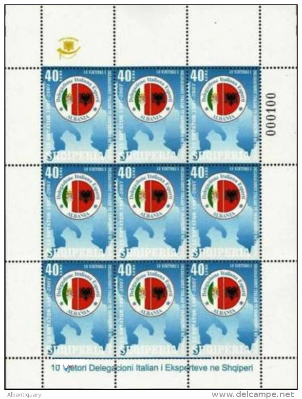 Albania Stamps 2007. 10th Year Day Of Italian Experts Delegation.  Sheet MNH - Albania