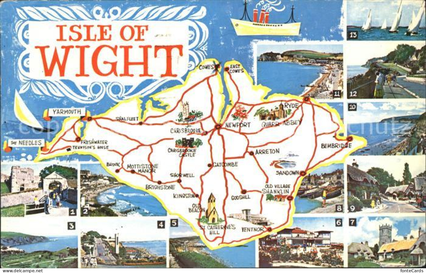 11750543 Isle Of Wight UK Attractions Of The Island Map  - Altri & Non Classificati