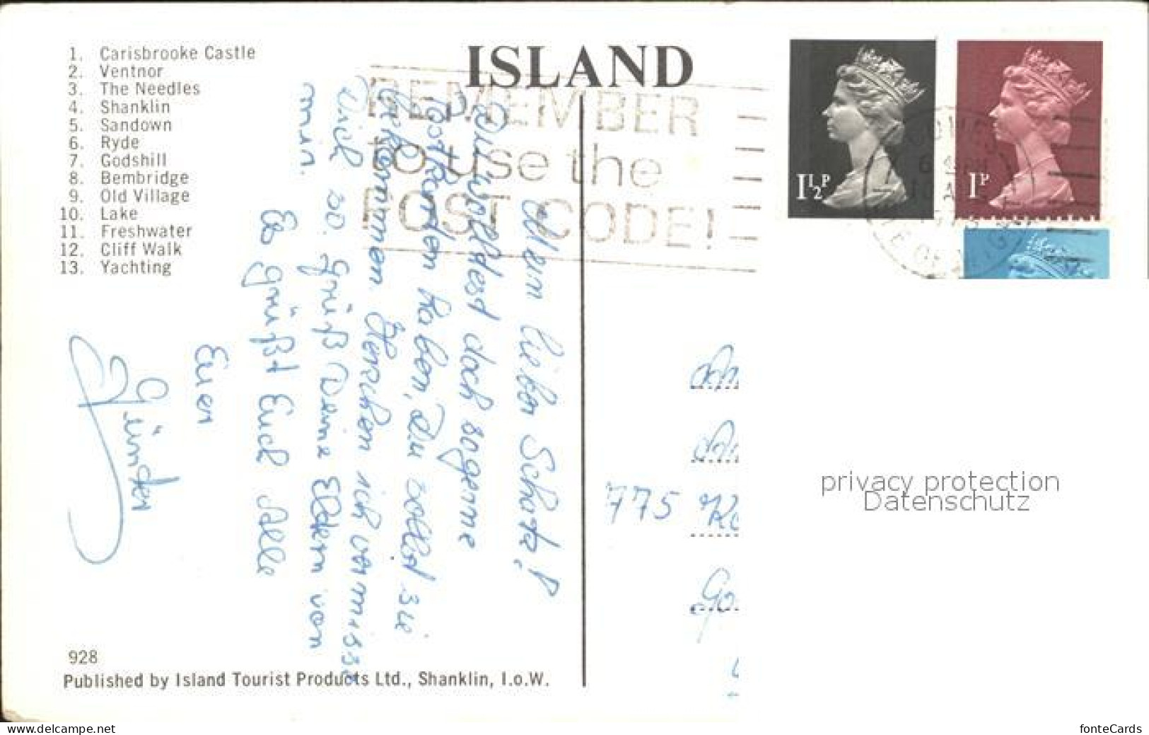 11750543 Isle Of Wight UK Attractions Of The Island Map  - Altri & Non Classificati