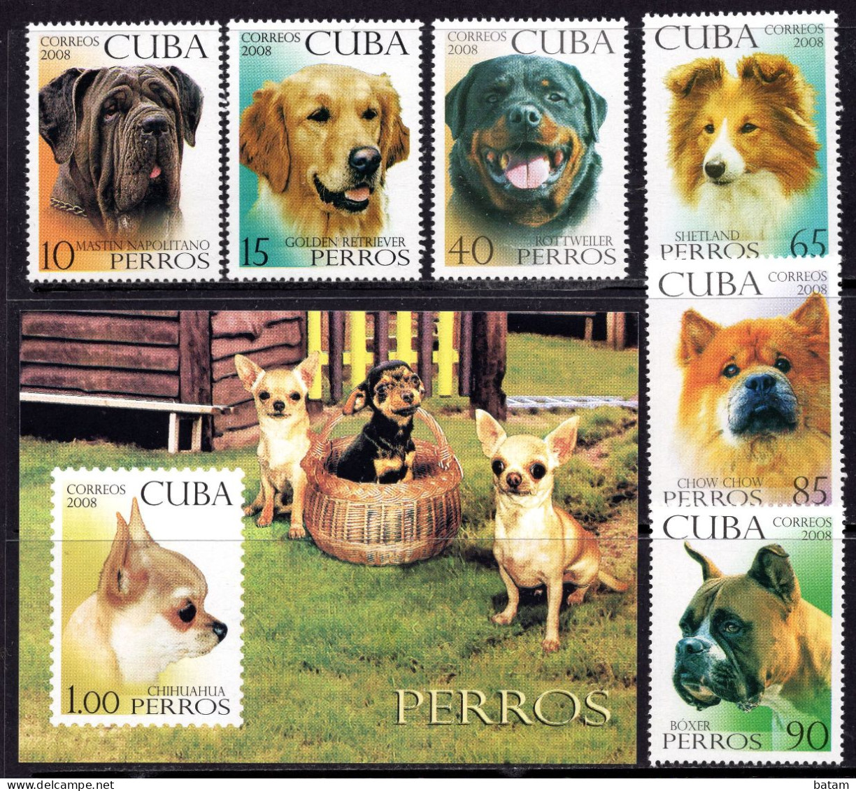 Cuba 2008 - Dogs - MNH Set + Souvenir Sheet - Nuevos