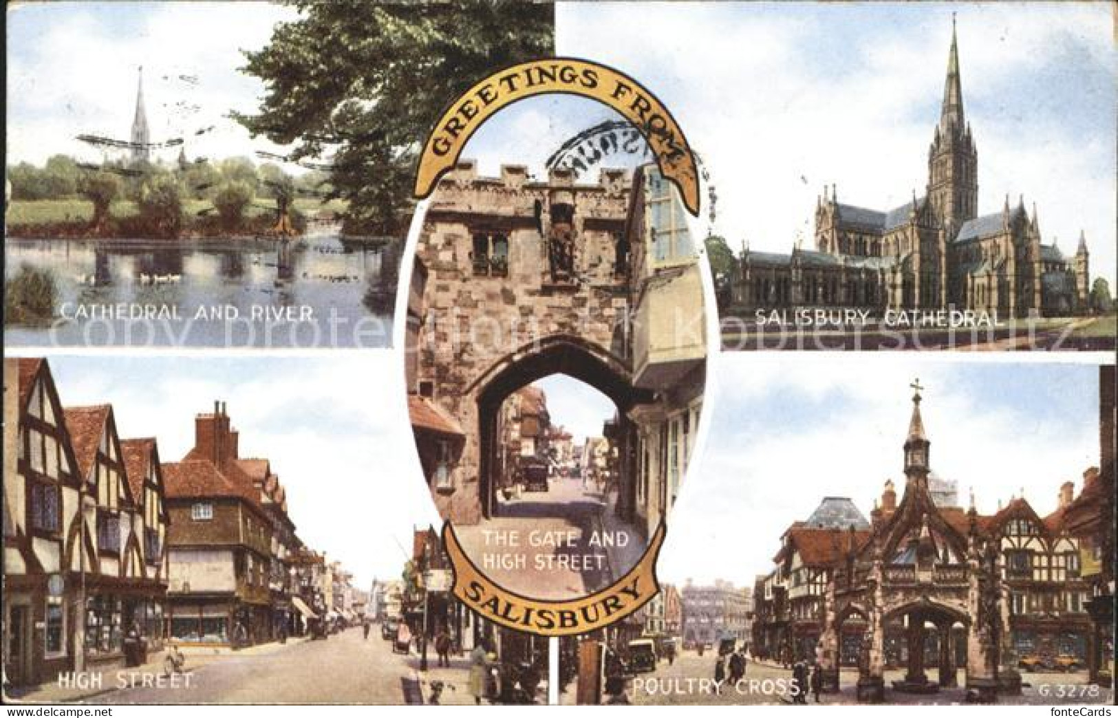 11750391 Salisbury Wiltshire Cathedral River High Street Gate Poultry Cross Sali - Andere & Zonder Classificatie