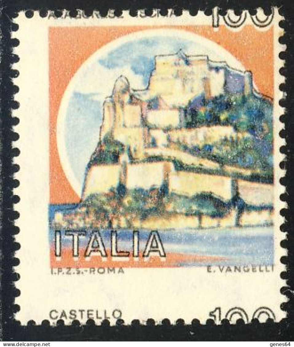 1980 - Varietà - Castelli L.100  Dentellatura Spostata - "Castello" In Basso E Nero Spostato - Nuovo MNH -  (1 Immagine) - Errors And Curiosities