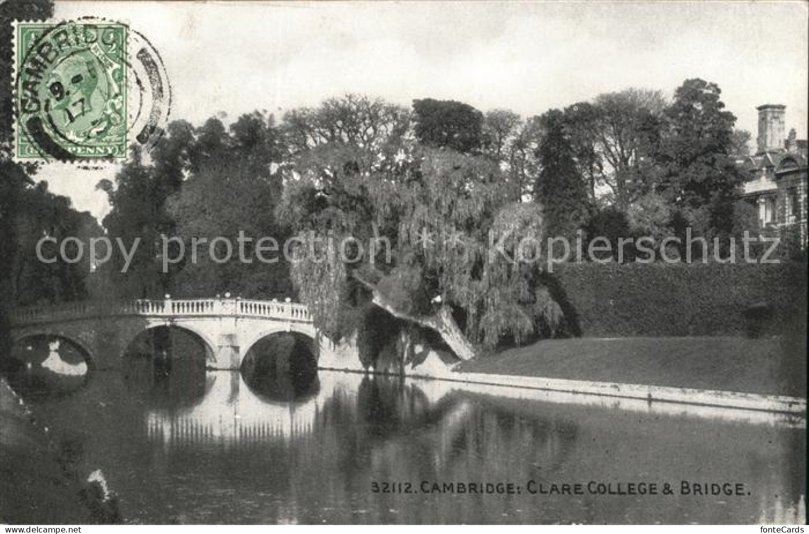 11750294 Cambridge Cambridgeshire Clare College And Bridge Stempel Auf AK Cambri - Other & Unclassified