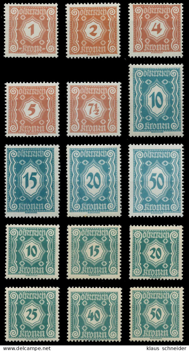 ÖSTERREICH PORTOMARKEN 1922 Nr 103-117 Postfrisch X70767E - Impuestos