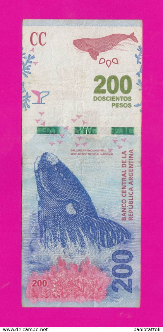 Argentina , 2016-2018- 200 Pesos. Obverse Ballena Franca Austral.Reverse Penisula Valdes - - Argentinien