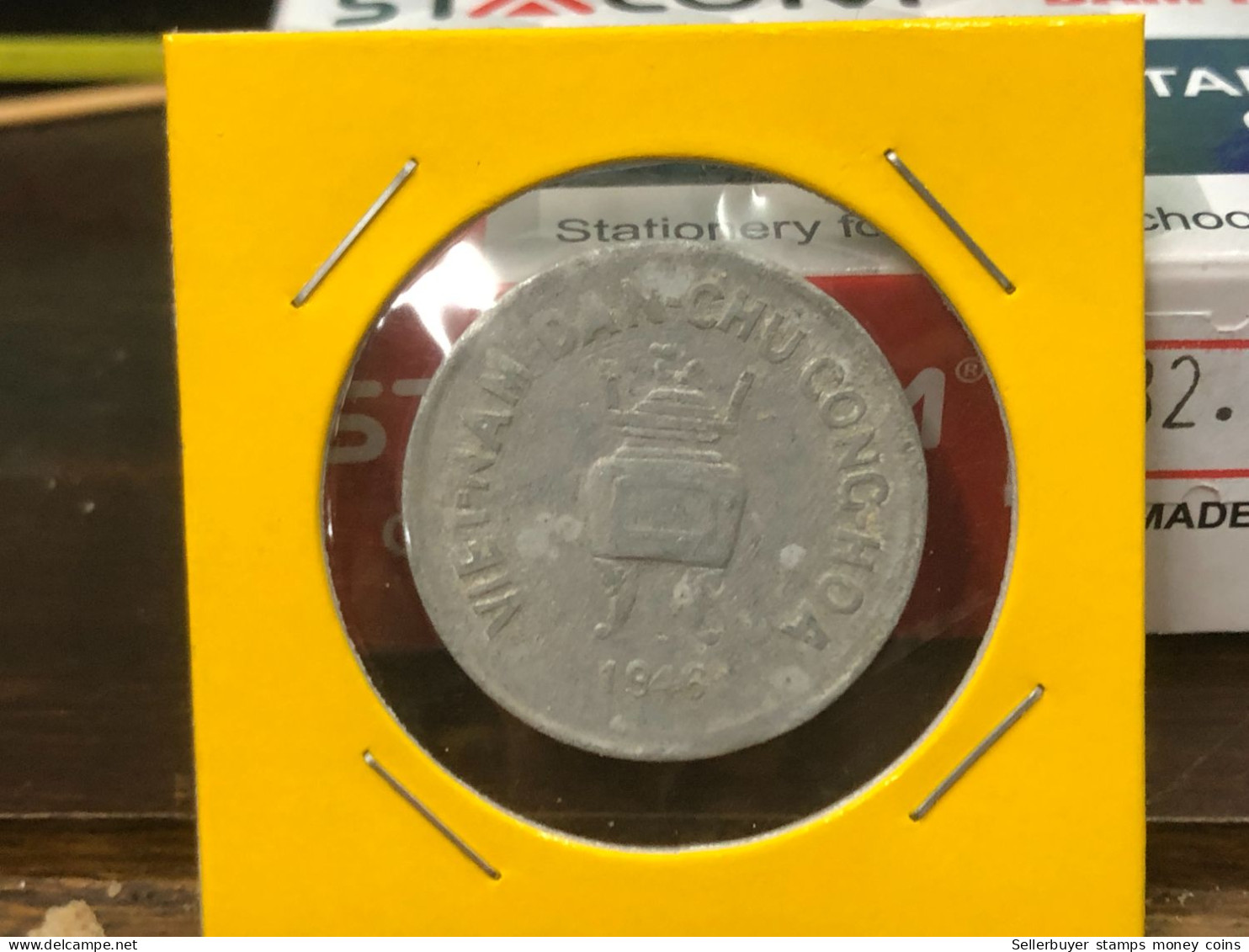 VIET-NAM DAN-CHU CONG-HOA-aluminium-KM#2.1 1946 5 Hao(coins Error Backside Printing 10 Pm)-1 Pcs- Xf No 9 - Vietnam