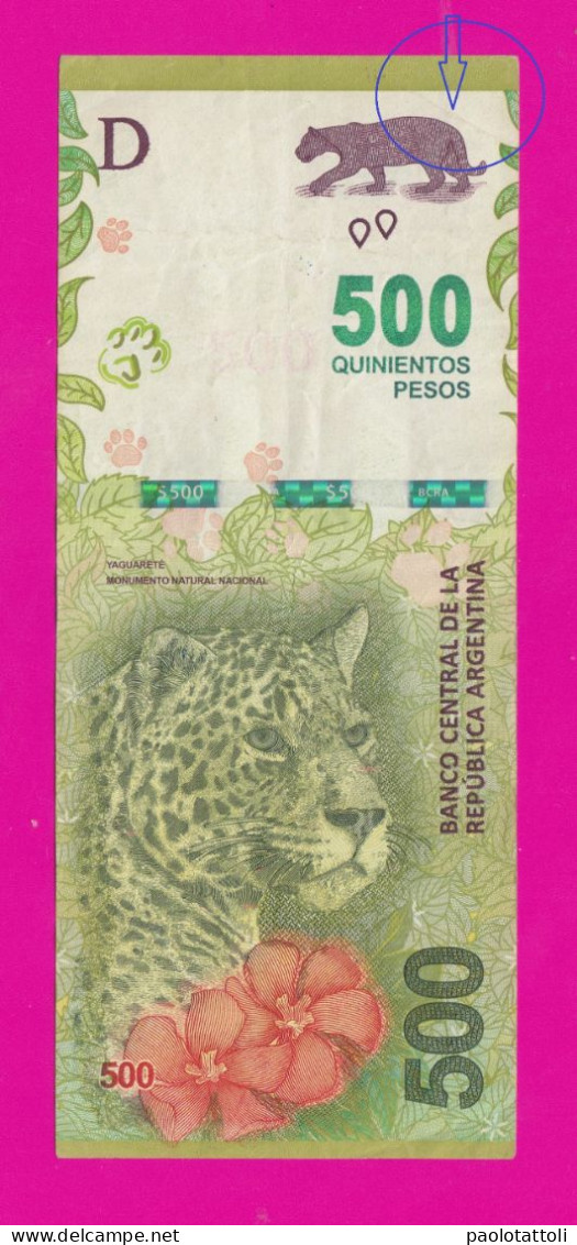 Argentina , 2020-2022- 500 Pesos. Suffix N. Obverse  Jaguar. Reverse Selva De Yungas - - Argentinien