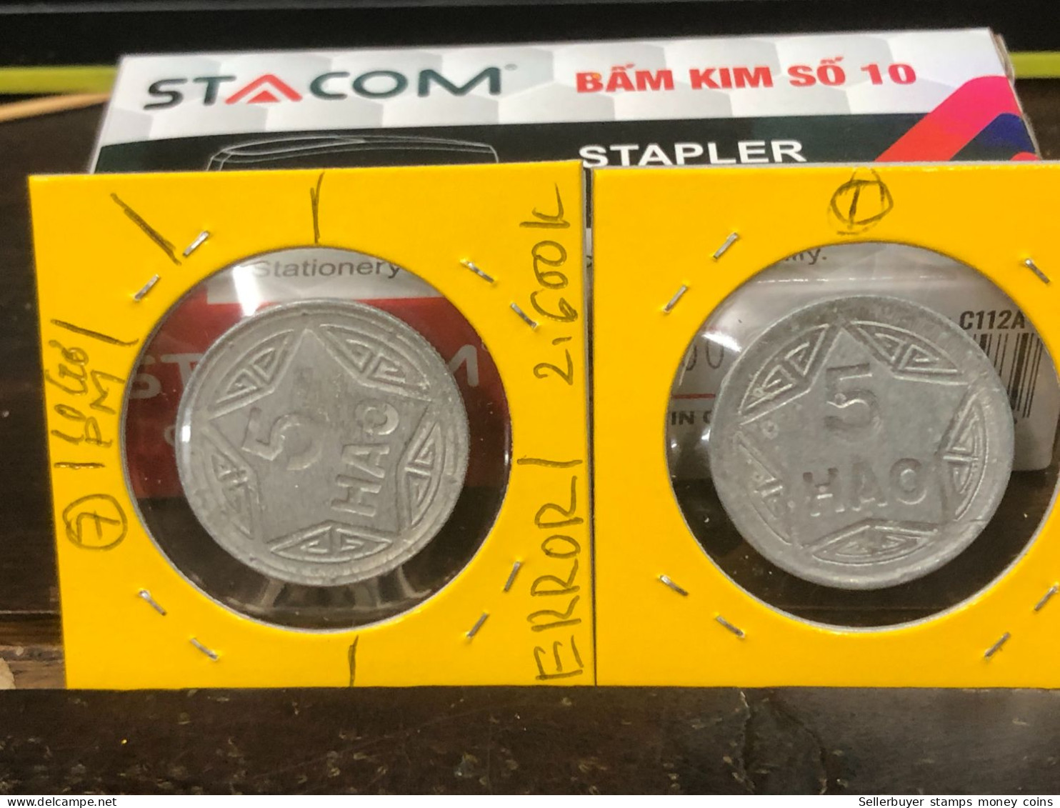 VIET-NAM DAN-CHU CONG-HOA-aluminium-KM#2.1 1946 5 Hao(coins Error Backside Printing 10 Pm)-1 Pcs- Xf No 7 - Vietnam