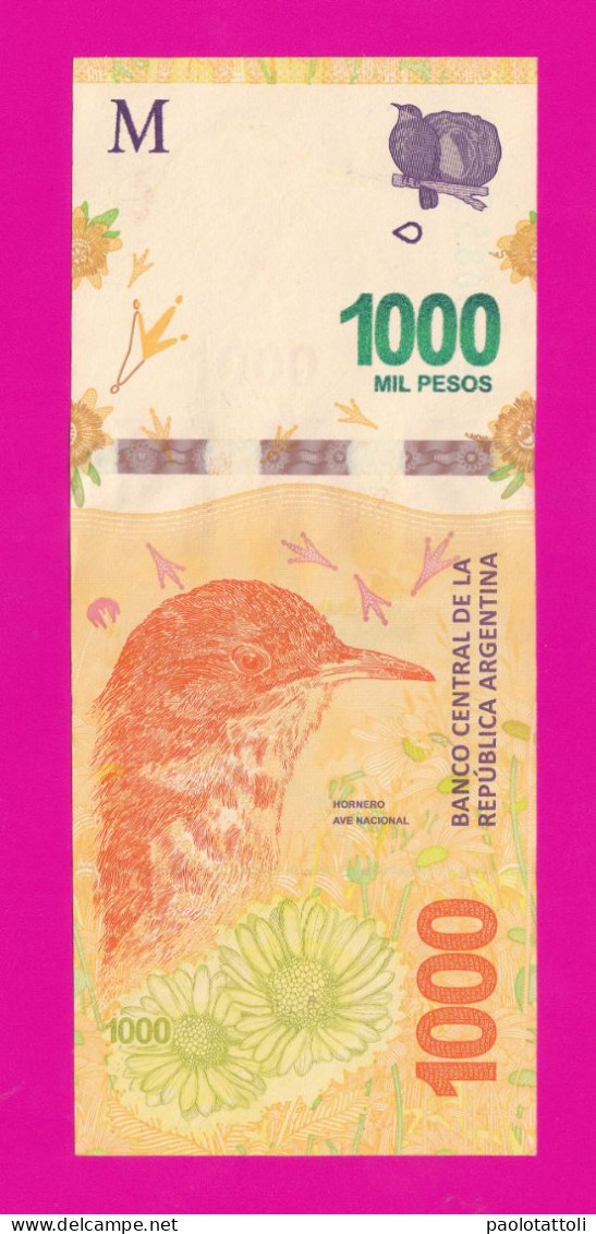 Argentina , 2020-2022- Suffix 59NA- 1000 Pesos. Obverse Hornero, National Bird. Reverse Pampa. - Argentina