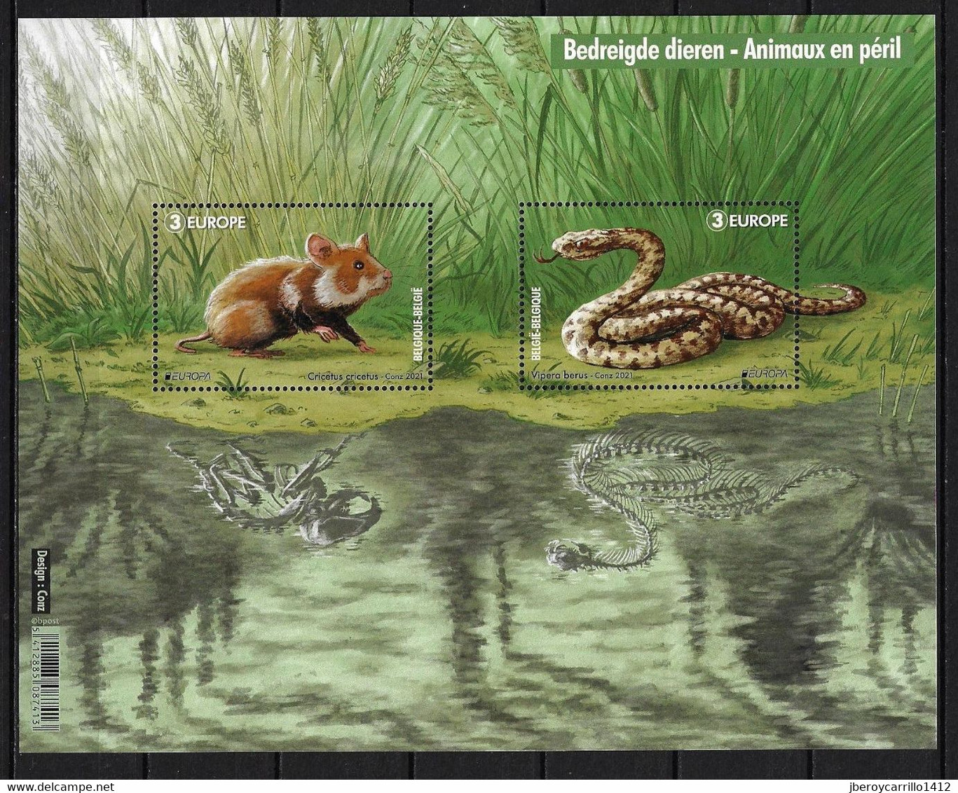 EUROPA 2021- "FAUNA NACIONAL EN PELIGRO DE EXTINCIÓN"- ESPECIAL SUPLEMENTOS "E" con SELLOS COMPLEMENTARIOS