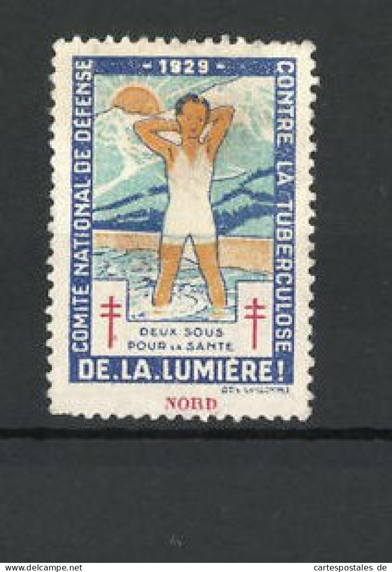 Reklamemarke Comte National De Défense 1929, Contre La Tuberculose De La Lumiére, Knabe Im Wasser  - Vignetten (Erinnophilie)
