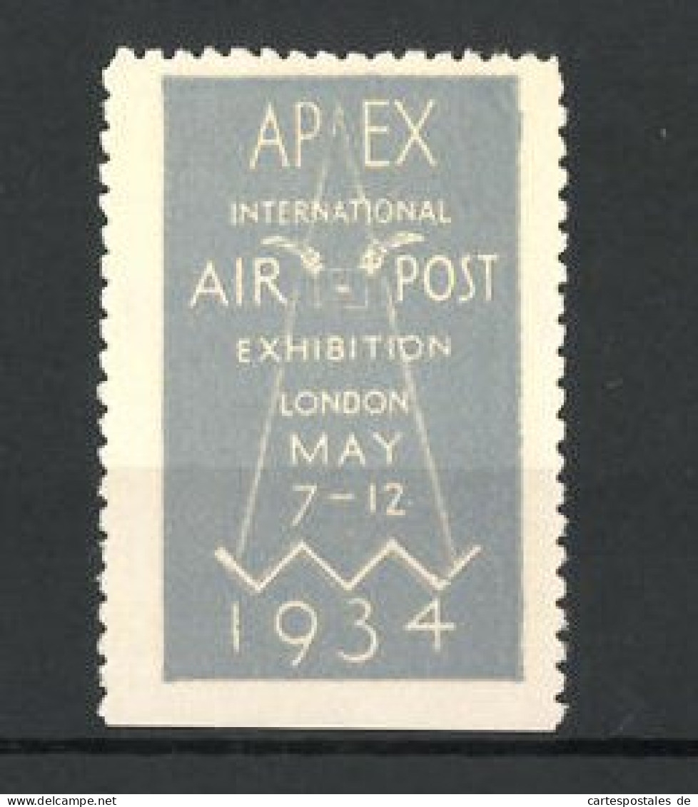 Reklamemarke London, Apex International Air-Post Exhibition 1934, Messelogo  - Erinnophilie