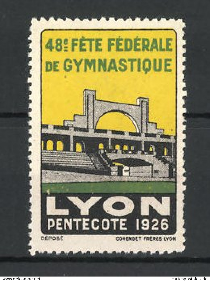 Reklamemarke Lyon, 48. Fète Fèdèrale De Gymnastique - Pentecote 1926, Stadion  - Erinnofilie