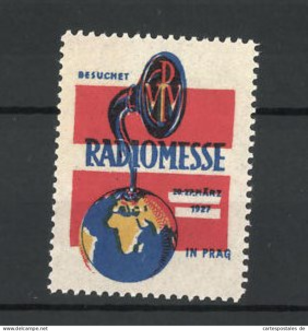 Reklamemarke Prag, Besuchet Radiomesse 1927, Messelogo  - Erinnophilie