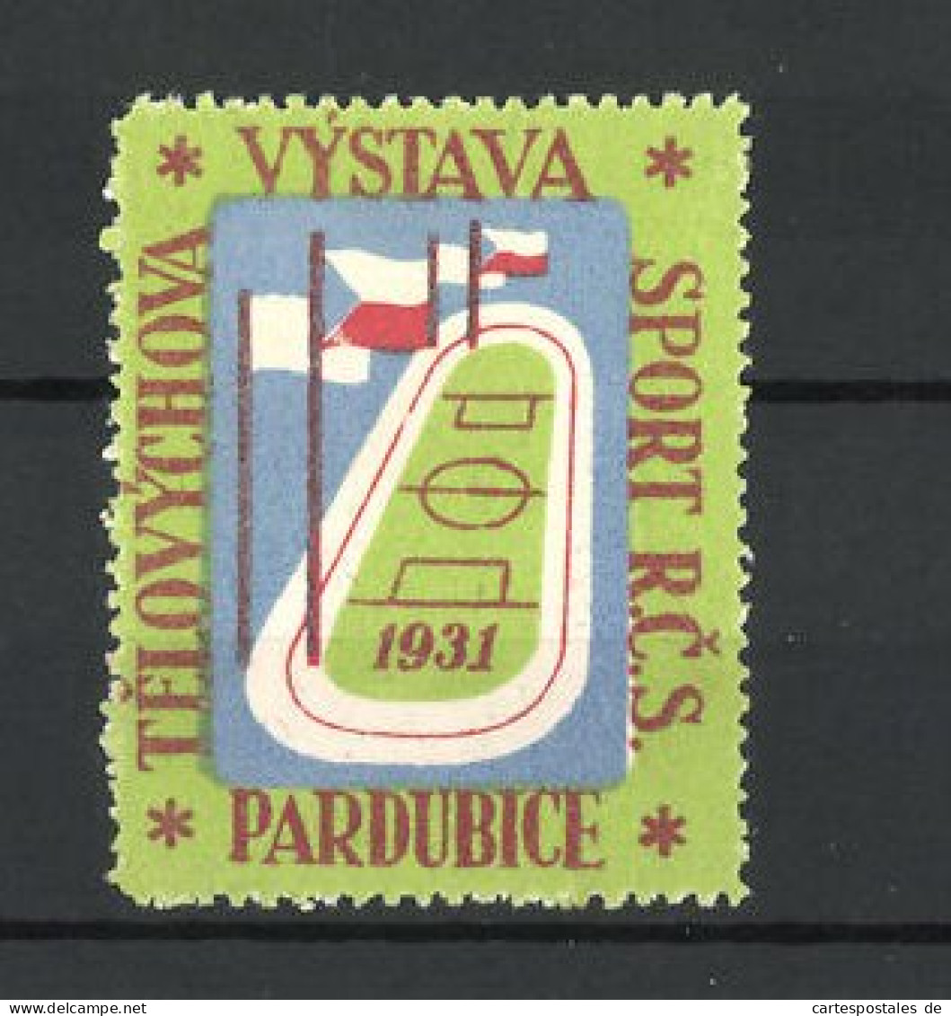 Reklamemarke Pardubice, Vystava Telovychova Sport R.C.S. 1931, Stadion Mit Fussballplatz  - Vignetten (Erinnophilie)