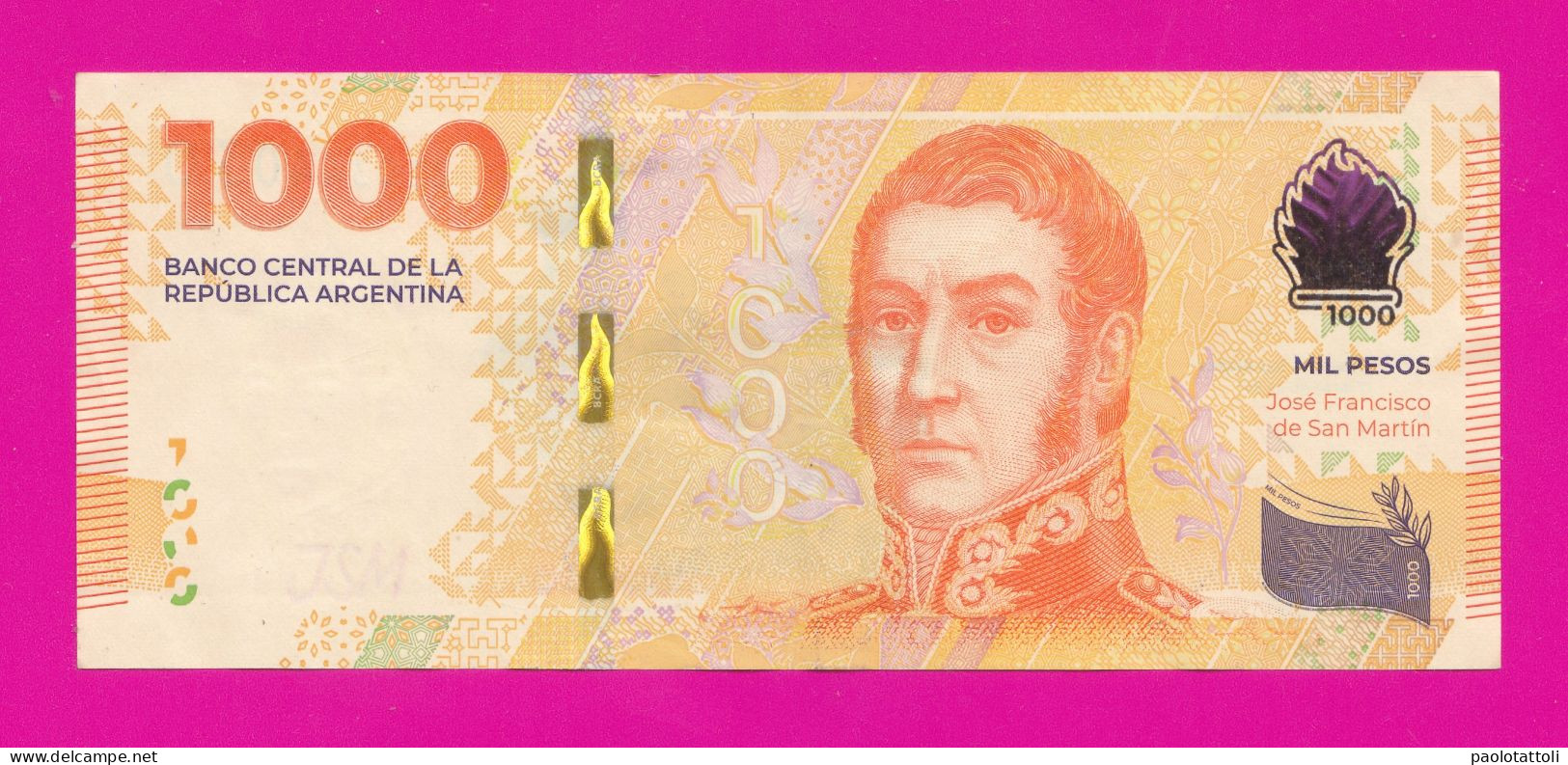Argentina , 2023-2024 - 1000 Pesos. Obverse Portrait Of Josè Francisco De San Martin - Argentinië
