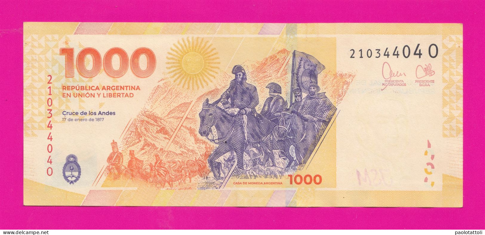 Argentina , 2023-2024 - 1000 Pesos. Obverse Portrait Of Josè Francisco De San Martin - Argentina