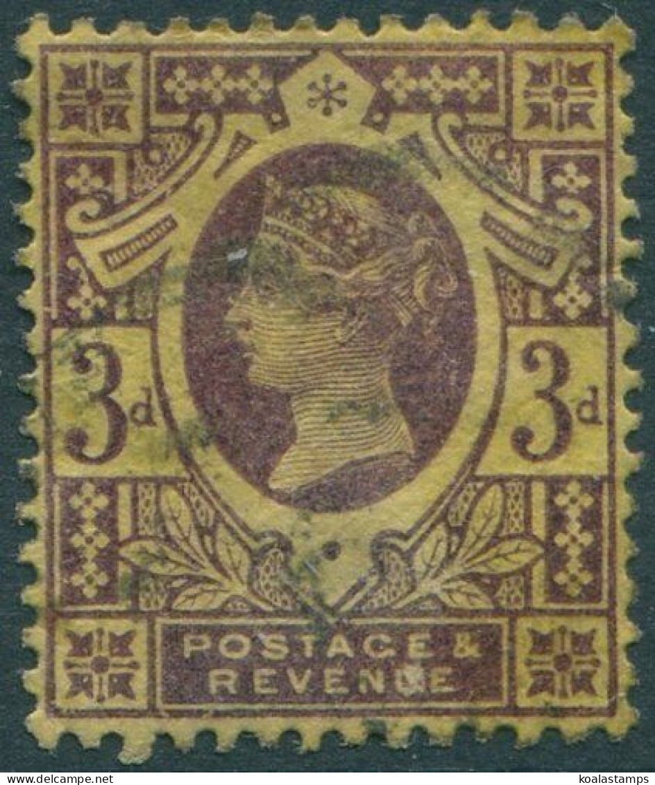 Great Britain 1887 SG202 3d Purple/yellow QV #2 FU (amd) - Other & Unclassified