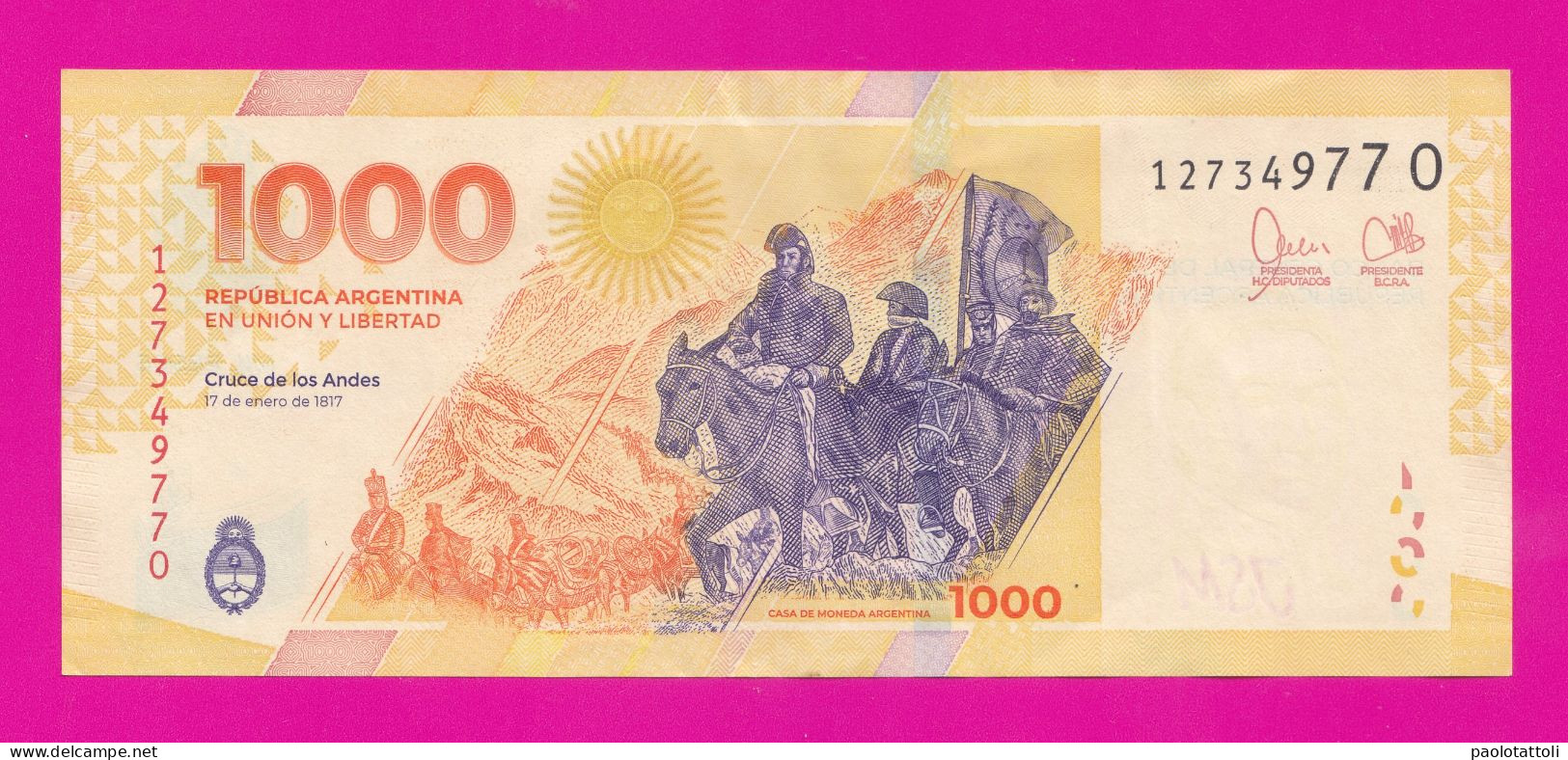 Argentina , 2023-2024 - 1000 Pesos. Obverse Portrait Of Josè Francisco De San Martin - Argentina