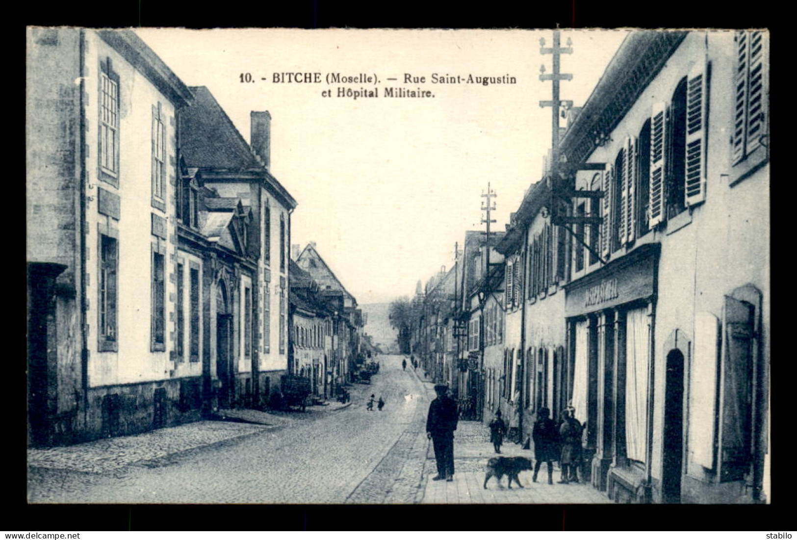 57 - BITCHE - RUE ST-AUGUSTIN ET HOPITAL MILITAIRE - MAGASIN JOSEPH SCHELL - Bitche