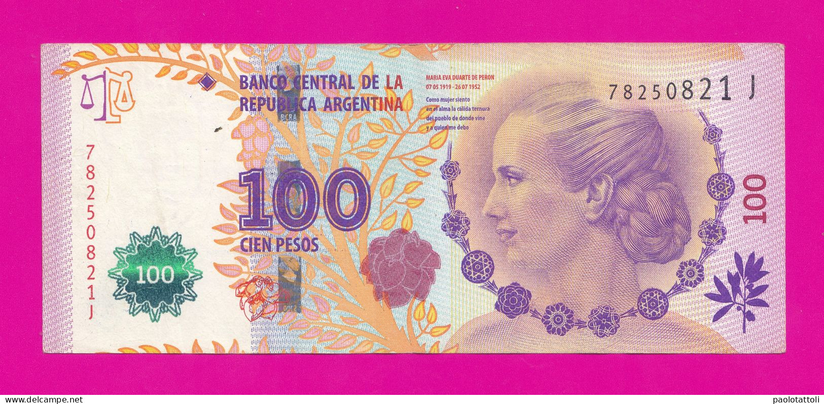 Argentina ,2015 - 1000 Pesos. Suffix T. 60th Anniversary Of Death. Obverse Maria Eva Duarte De Peron. - Argentinië