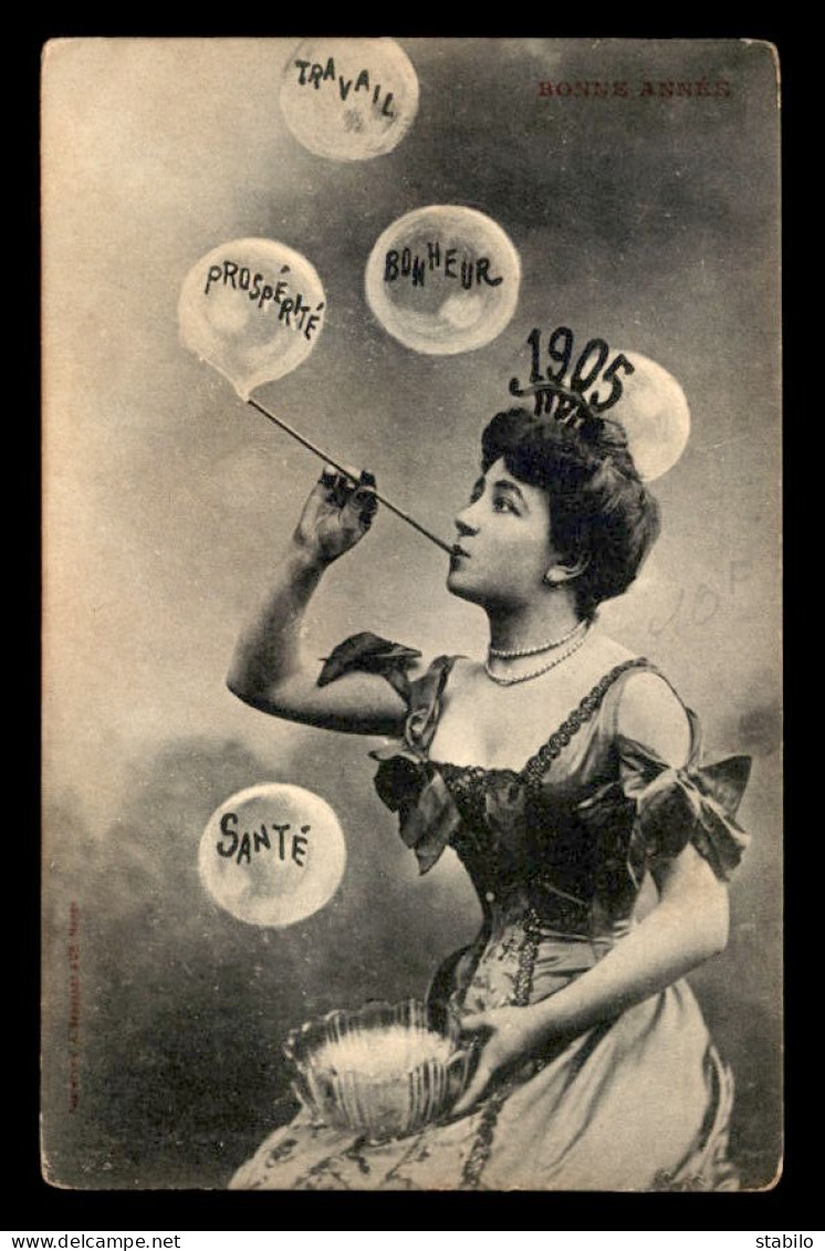 BERGERET - BONNE ANNEE 1905 - FEMME - BULLES DE SAVONS - Bergeret