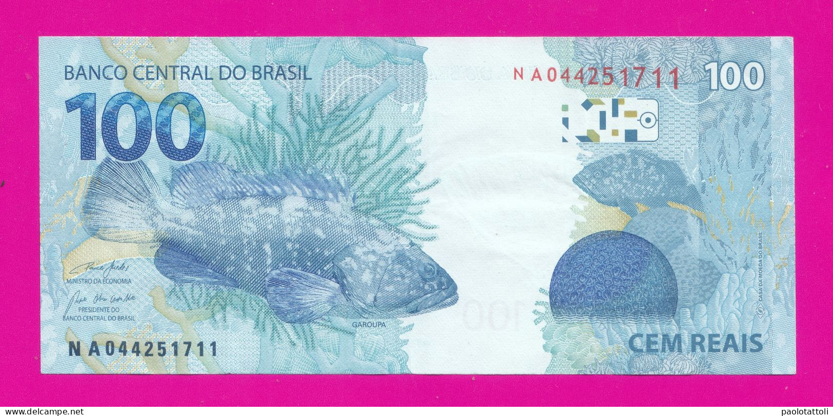 Brazil. Jan, 2023- 100 Reais ( 2nd Family). Obverse Symbolic Effigy Of The Repubblic. Reverse Groupers Swimming. - Brazil