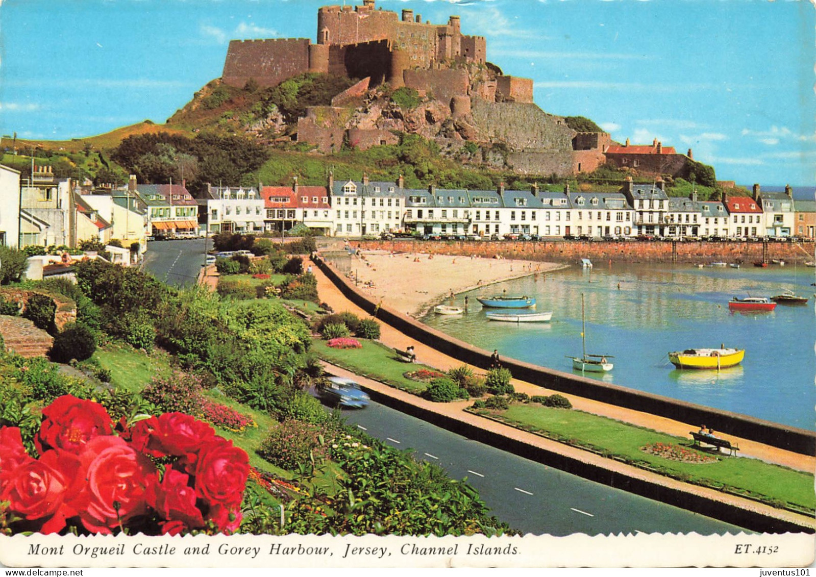 CPSM Mont Orgueil Castle And Gorey Harbour,Jersey-Timbre        L2880 - Autres & Non Classés