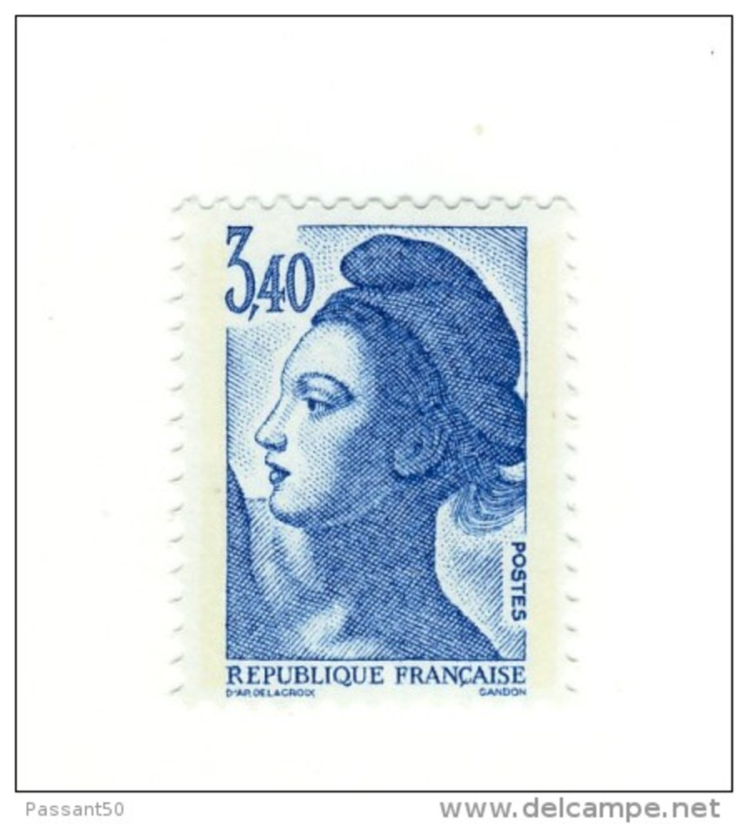 Liberté 3fr40 Bleu YT 2425b Avec GOMME MATE Et PAPIER MAT. Rare, Voir Le Scan. Cote YT : 15 €, Maury N° 2431a : 16 €. - Unused Stamps