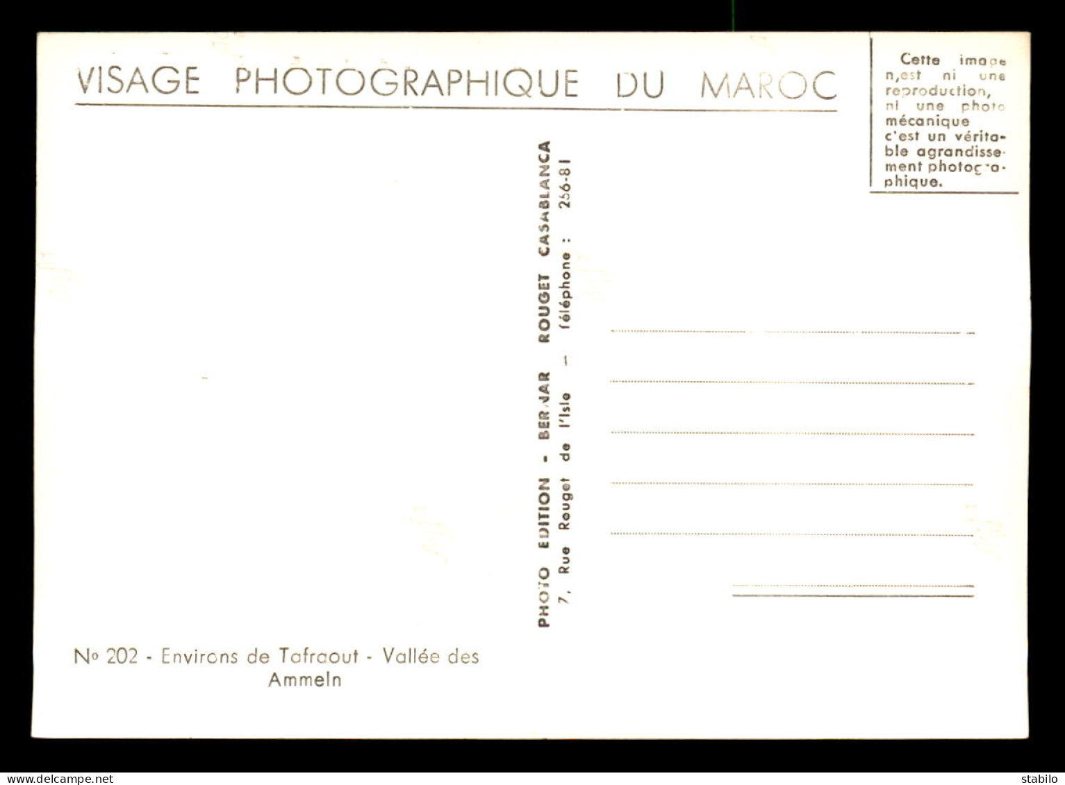 MAROC - VALLEE DES AMMELN - SERIE VISAGE PHOTOGRAPHIQUE DU MAROC - EDIT BERNARD ROUGET, CASABLANCA  - Andere & Zonder Classificatie