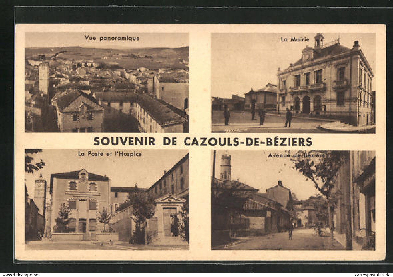 CPA Cazouls-de-Béziers, La Mairie, Avenue De Béziers, La Poste Et L`Hospice  - Sonstige & Ohne Zuordnung