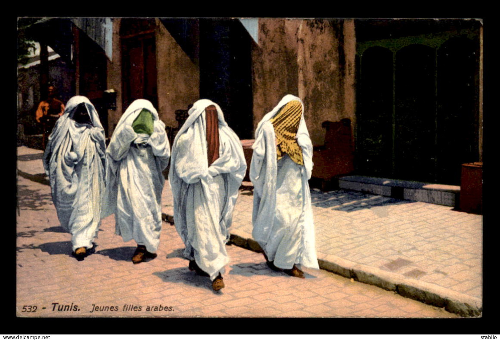 SCENES ET TYPES - TUNISIE - TUNIS - JEUNES FILLE ARABES - EDITEUR LEHNERT & LANDROCK - Tunisie