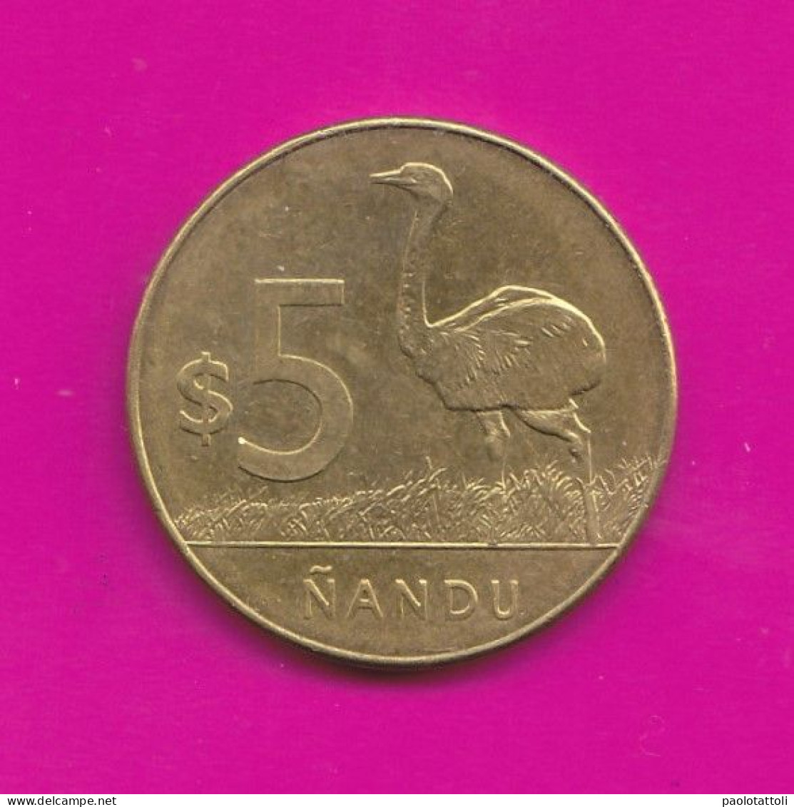 Uruguay, 2014- 5 Pesos.Brass Plated Steel. Obverse Coat Of Arms. Reverse Uruguaian Bird. Nandù. . BB, VF, TTB, SS - Uruguay