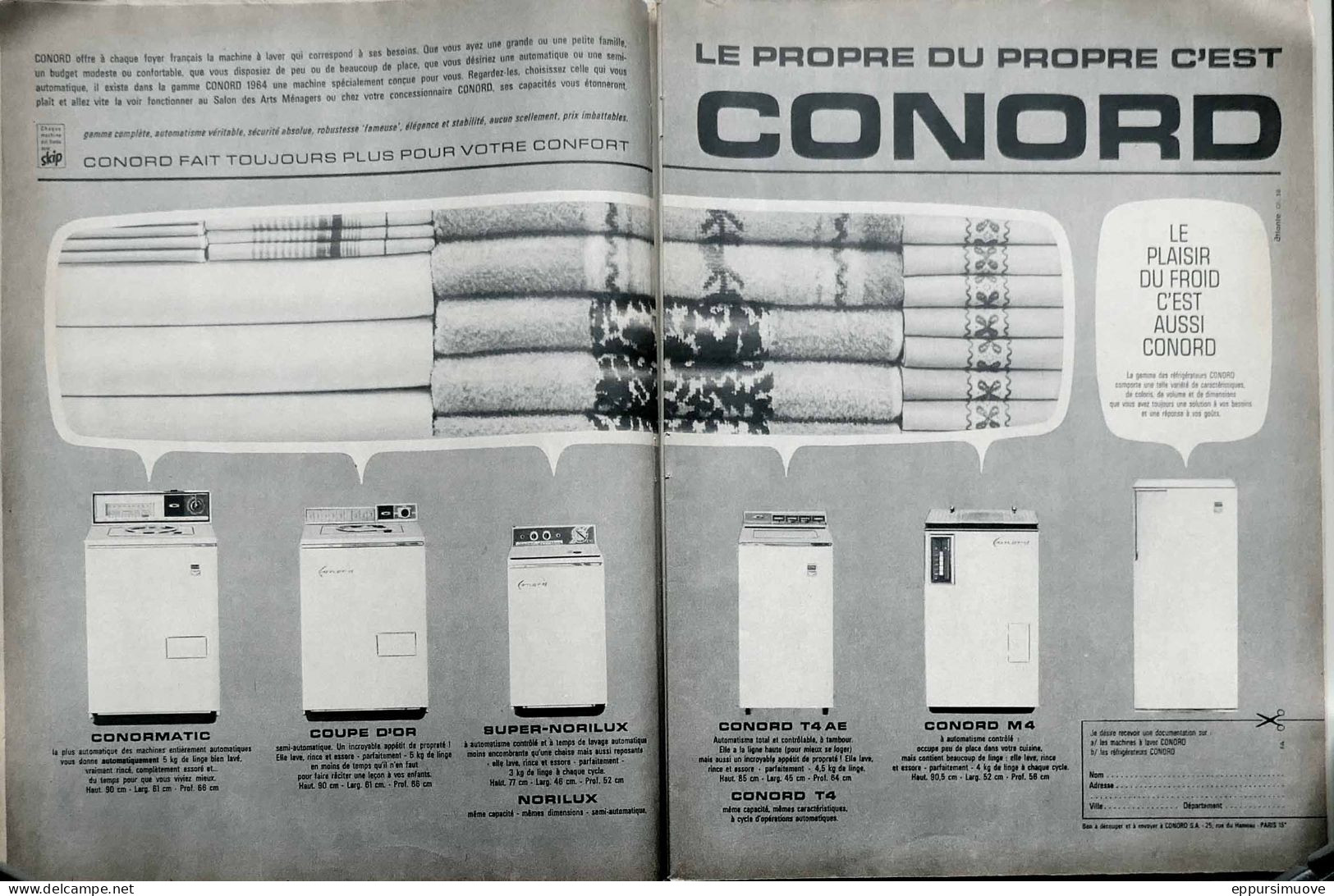 Publicité Papier  ELECTROMENAGER CONORD Mars 1964 FAC 983 - 2 Pages - Publicidad