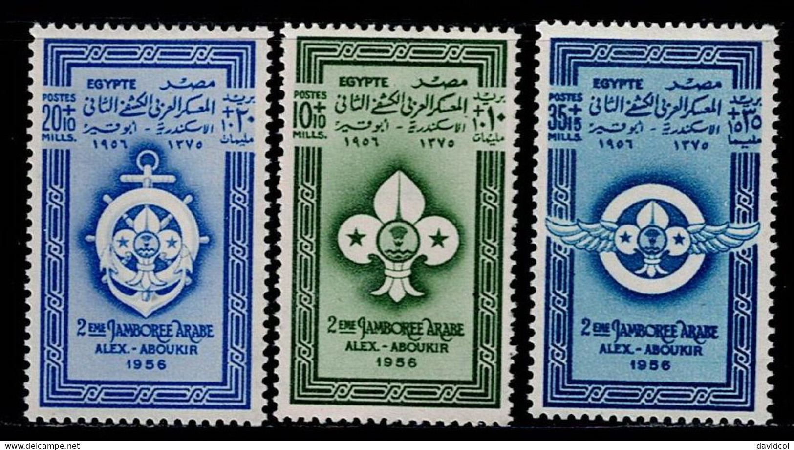 EGI-01- EGYPT - 1956 - MNH -SCOUTS- 2ND ARAB SCOUT JAMBOREE - Neufs