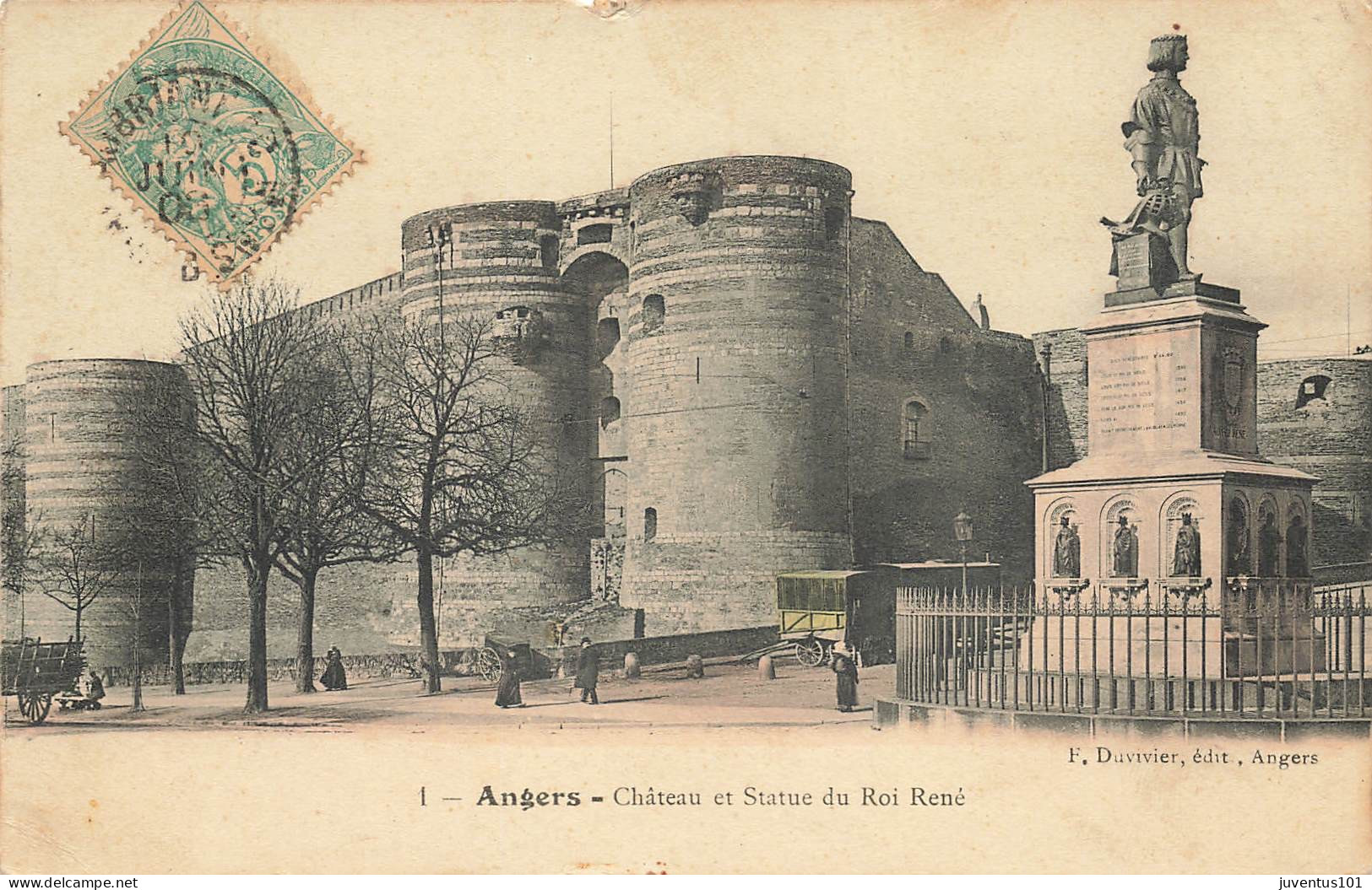 CPA Angers-Château Et Statue Du Roi René-1-Timbre       L2892 - Angers