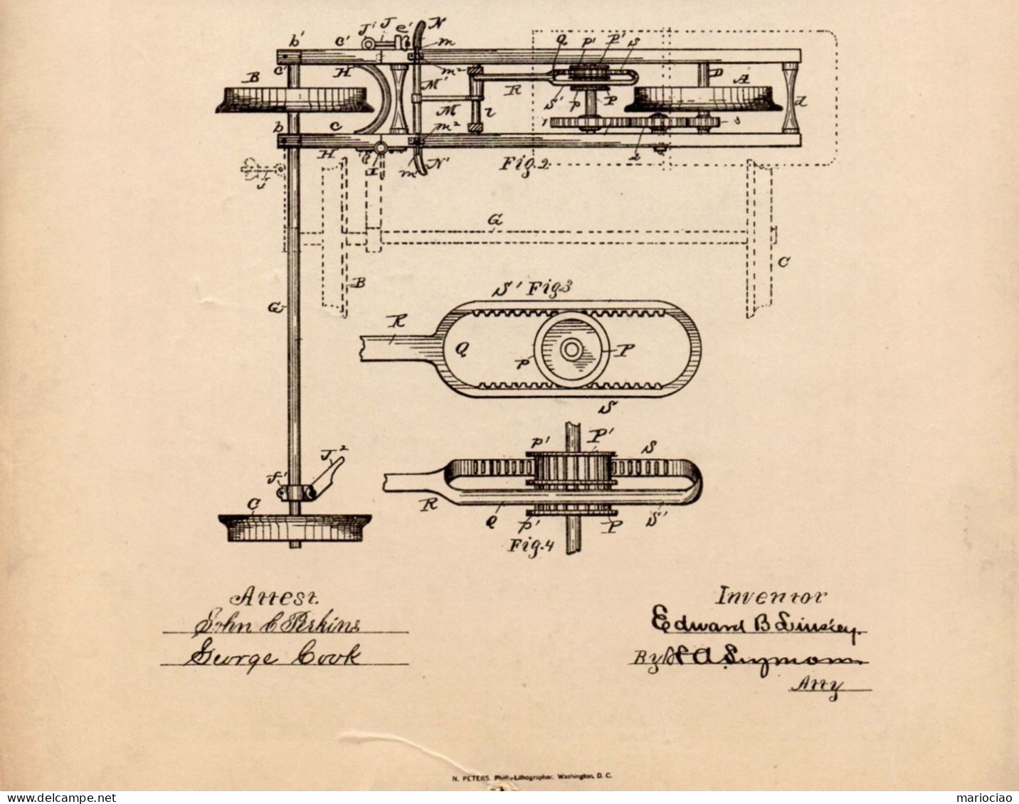 D-US HAND CAR For Rail Road 1883 Vintage REAL Patent N. 271720 - Historical Documents