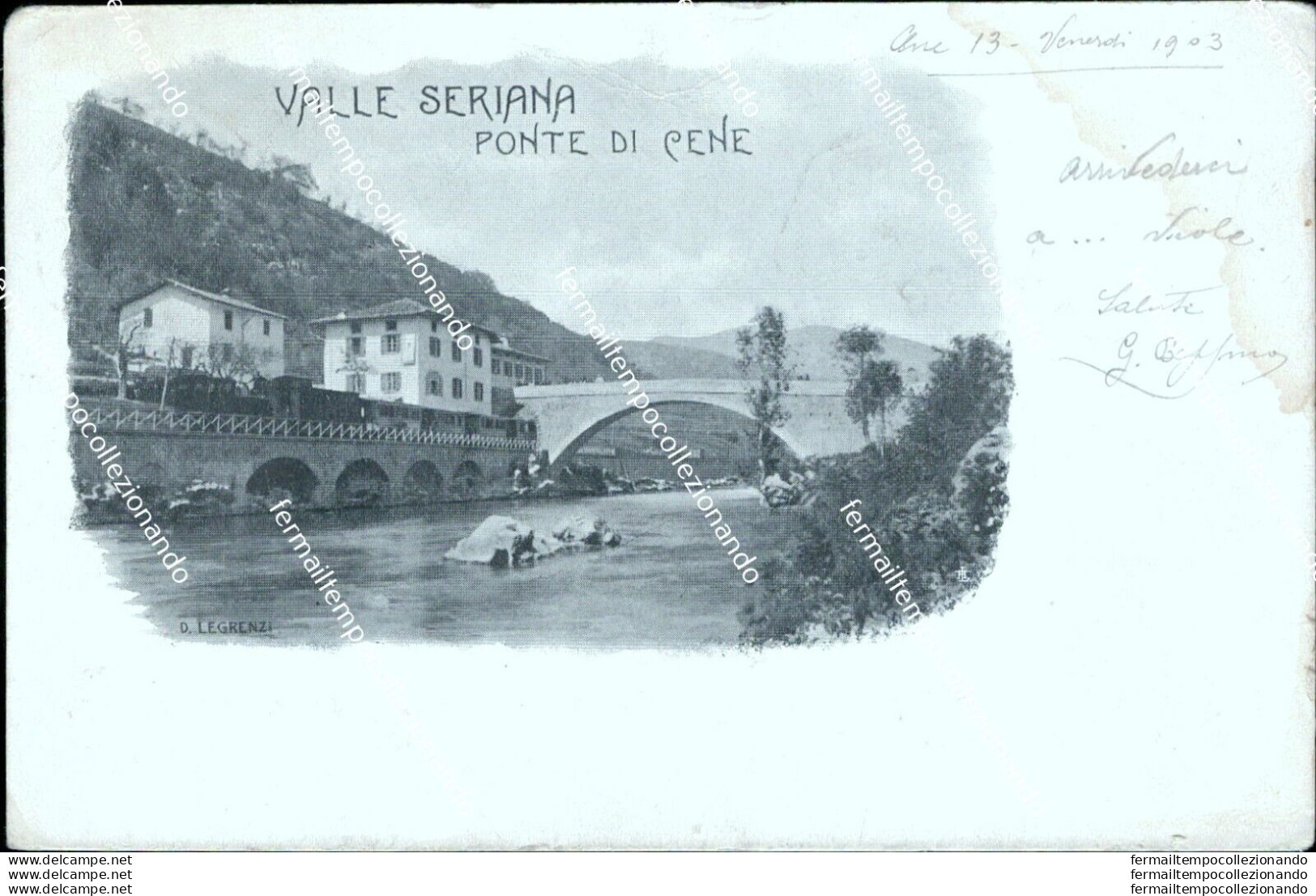 Bs371 Cartolina Valle Seriana Ponte Di Cene 1903 Provincia Di  Bergamo Lombardia - Bergamo