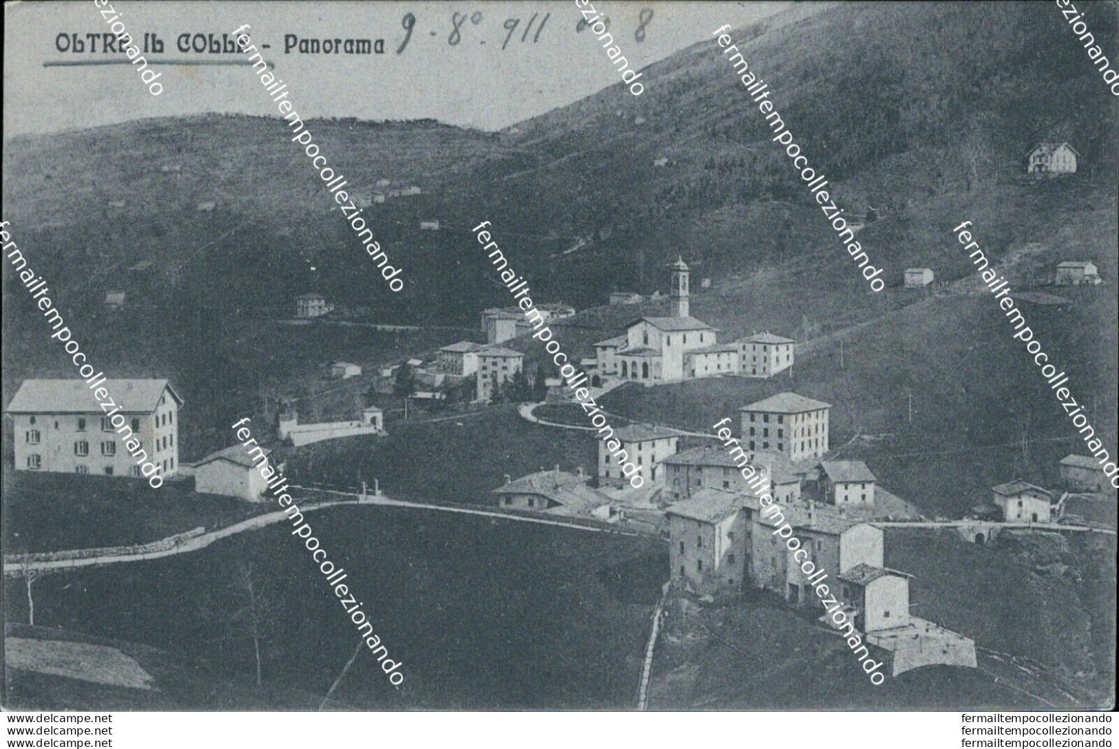 Bs372 Cartolina Oltre Il Colle Panorama 1911 Provincia Di  Bergamo Lombardia - Bergamo