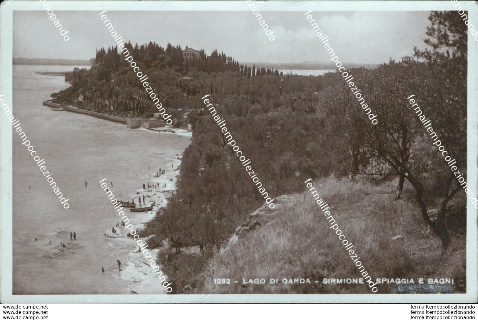 Bs458 Cartolina Lago Di Garda Sirmione Spiaggia E Bagni Brescia Lombardia - Brescia