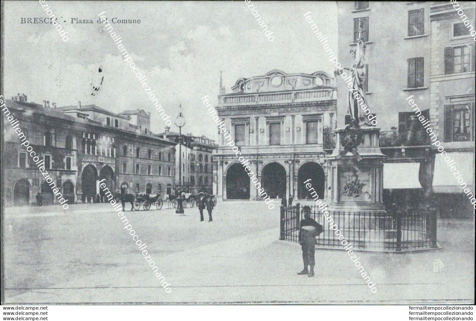 Bs457 Cartolina Brescia Citta'  Piazza Del Comune 1910 Lombardia - Brescia