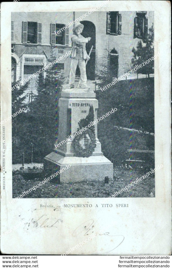 Bs459 Cartolina Brescia Monumento A Tito Speri Brescia Lombardia - Brescia